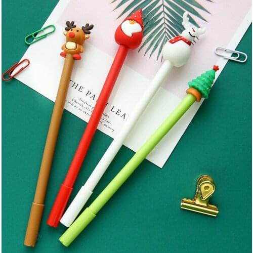 36Pcs/Set Kawaii Gel Pencils Cute Cartoon Christmas Gift Pen 0.5mm Blue Ink Colored Writing Gel Pen Office School Stationery