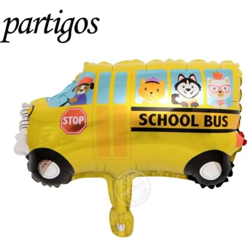 5pcs Mini Size Fire Engine Policeman Car School Bus Vehicle Kids Toy Birthday Party Decoration Foil Balloon