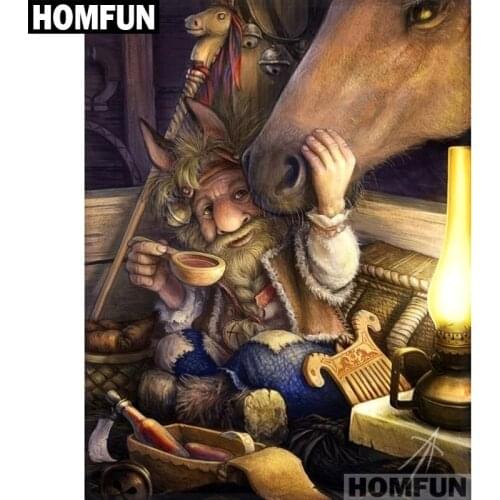 HOMFUN Full Square/Round Drill 5D DIY Diamond Painting "Old man & horse" Embroidery Cross Stitch 5D Home Decor Gift A01738