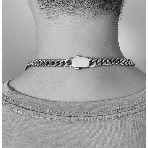 8mm 60cm Cuban Chain 316L Stainless Steel Cool Mens Polishing Fashion Necklace Good Quality Clasp