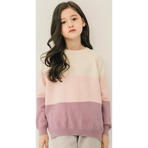 6-12 years children clothes Baby girls sweater autumn Korean Girl Knitted bottoming 2020 fall girls pink color stitching sweater