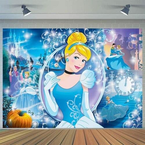 Cartoon Ice Palace Blue Skirt Princess Picture Background Girl Birthday Party Decoration Photography Studio Photo Backdrop Cloth