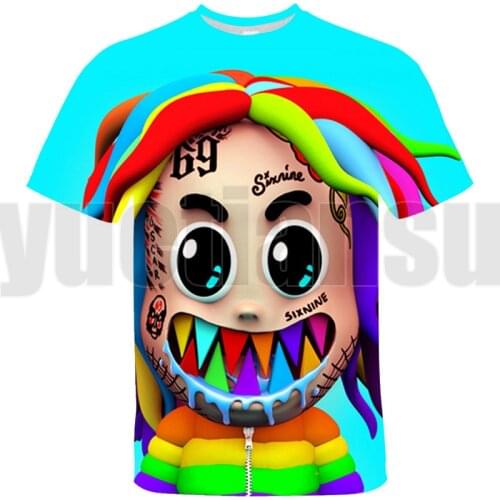 3D Cartoon Tekashi 69 T-shirt Oversize Anime Tops Tee Summer O-Neck Album GOOBA TShirts Children Streetwear Shirt Men 6ix9ine