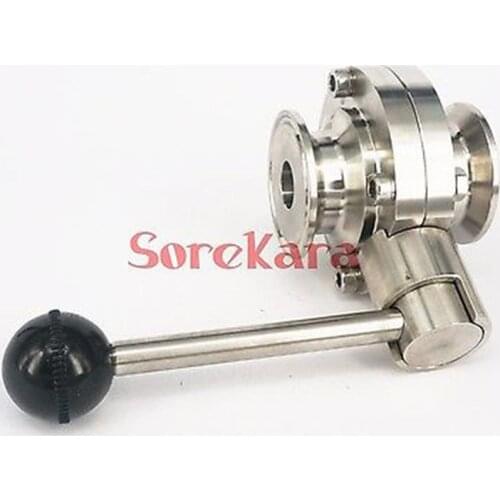 1.78" 45mm SS304 Stainless Steel Sanitary 2" Tri Clamp Butterfly Valve Brew Beer Dairy Product