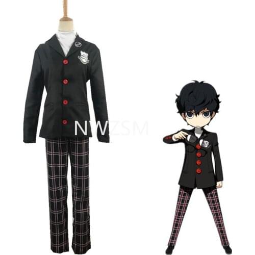 Game Persona 5 Akira Kurusu Cosplay Costume P5 Ren Amamiya Full Set School Uniform Mens Suits Halloween Unisex Blazer Outfit