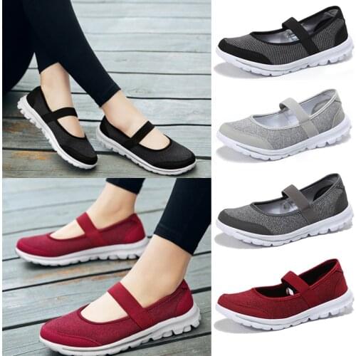 Breathable Mesh Sneakers Women Walking Shoes Lightweight Slip-On Walking Shoes Female Mother Soft Sole Sport Shoes