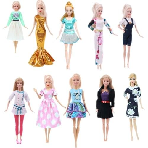 Doll Dress Brightly Color Dress For Barbies Girls Outfit Grace Multicolor Fashion Daily Wear Skirt