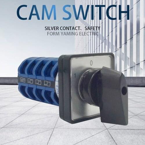 Cam Switch Control Two-Speed Motor On-Off-On 3 Position 4 Poles 20A Rotary Changeover Selector Silver Contact LW8-20-5.5S1/4