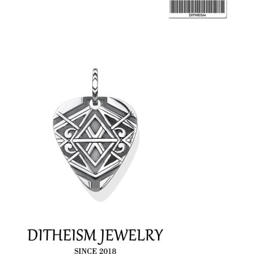 Pendants Dog Tag 925 Sterling Silver fit Necklace 2021 New Fashion Jewelry Vintage Shape of Guitar Plectrum Gift For Women Men