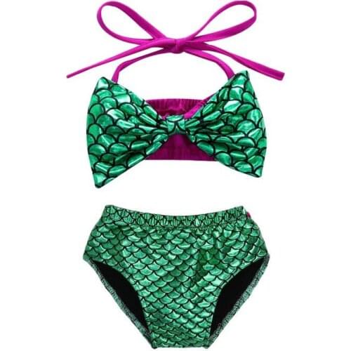 Citgeett Hot Baby Girls Mermaid Bikini Set Bowknot Swimwear Swimsuit Bodysuit Sleeveless Sunsuit Costume Clothes 0-24M