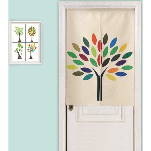 Linen Chinese Tranditional Pattern Door cover Kitchen Bedroom Partition Printing Hanging Cloth Half Curtain