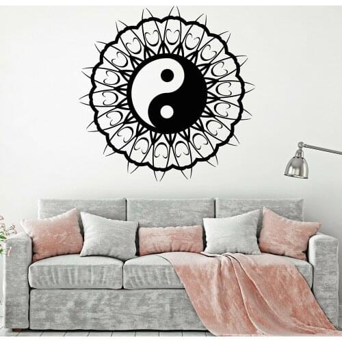 Mandala flower Wall Decal Mandala Yin Yang Zen Wall Stickers Vinyl Interior Home Decoration for Gym Room Art Decor Mural X710