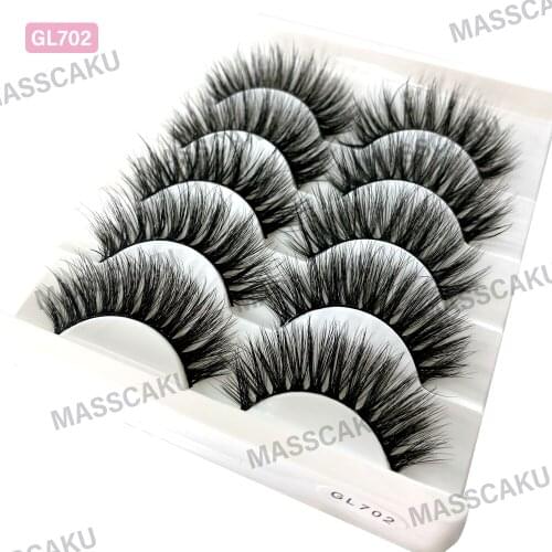 MASSCAKU 5 pairs 25mm false fake long makeup 3d faux mink lashes eyelash extension mink eyelashes for beauty