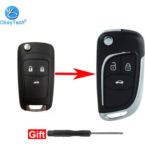 OkeyTech Modified Flip Folding Key Shell Case For Opel Vauxhall Insignia for Chevrolet Aveo Cruze Orlando Trax HU100 Uncut Blade