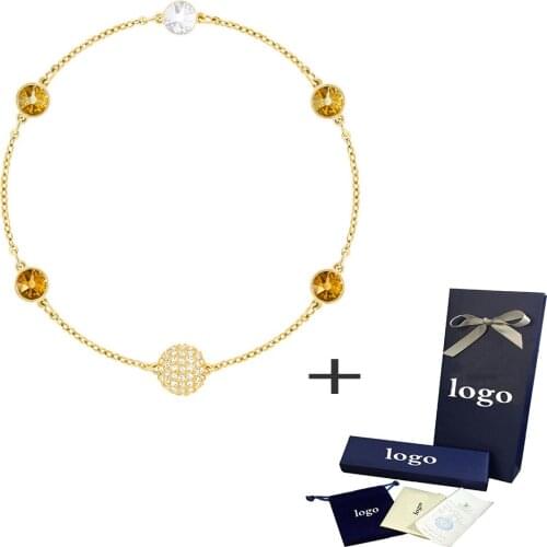 Fashion High Quality New REMIX Invisible Magnetic Buckle Yellow Crystal Bracelet Simple Feminine Anniversary Luxury Gift