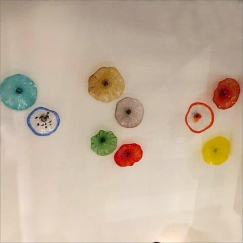 Wall Decoration Hand Made Blown Glass Flower Plates Modern Home Art Decoration Fancy Blown Murano Glass Wall Plates