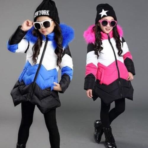 2020 new autumn and winter clothing new girls jacket childrens winter mid-length jacket thickening casual fashion cotton coat