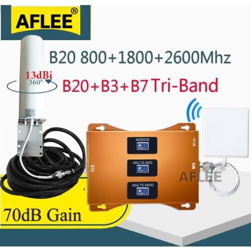 New!! B20 800 1800 2600Mhz Tri-Band 4G Cellular Amplifier CellPhone GSM Repeater 2g 4g Network Mobile Signal Booster LTE DCS LTE