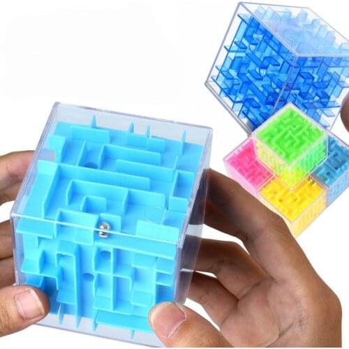 New 3D Maze Magic Cube Transparent Six-sided Puzzle Speed Cube Rolling Ball Game Cubos Maze Toys For Children Educational