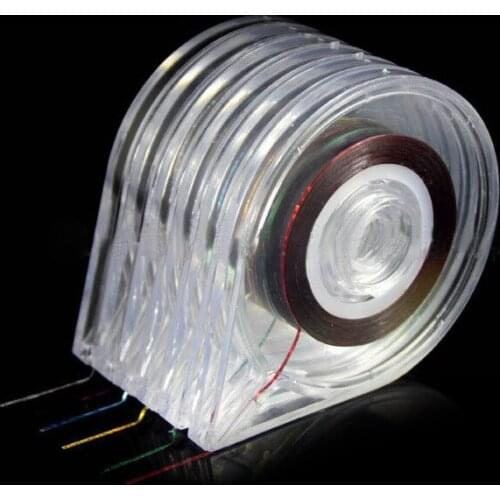 Wholesale New 6 Layers Nail Art Striping Tape box Sticker Multilayer Metallic Yarn PET Case Line Strip Holder Tools 100sets/lot