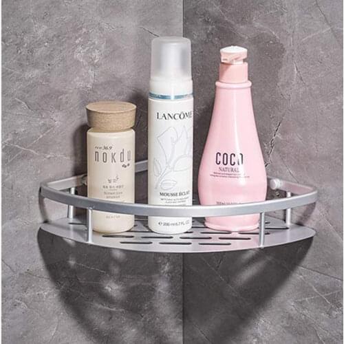 Bathroom Floating Shelf Silver Corner Aluminum Basket for Shampoo Soap Storage Organizer Rack Holder etagere salle de bain mural