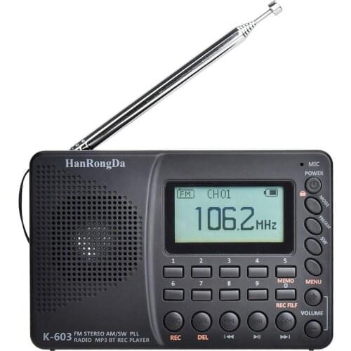 Portable Radio HRD-603 Radio FM/AM/SW TF Pocket Radio BT USB MP3 Digital Recorder Support TF Card Bluetooth radios for the aged