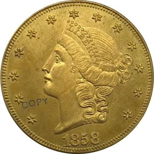 1858 O United States Twenty Dollars package sold Gold coin Brass Coin