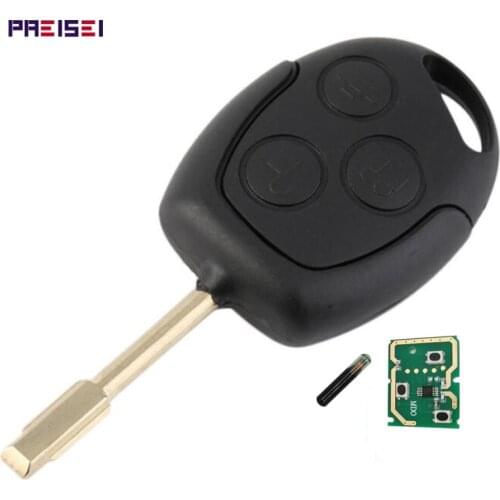 PREISEI Black 3 Buttons Car Remote Key For Ford Mondeo With 4D60 glass Chip 433MHZ