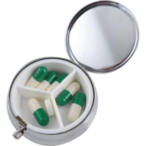 Durable Metal Heart Round Medicine Organizer Holder Container Pill Box Tablet Dispenser Organizer Pill Case