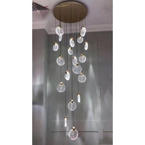 Simple atmosphere compound revolving stair lamp villa living room lamp long chandelier creative crystal luxury modern Chandelier