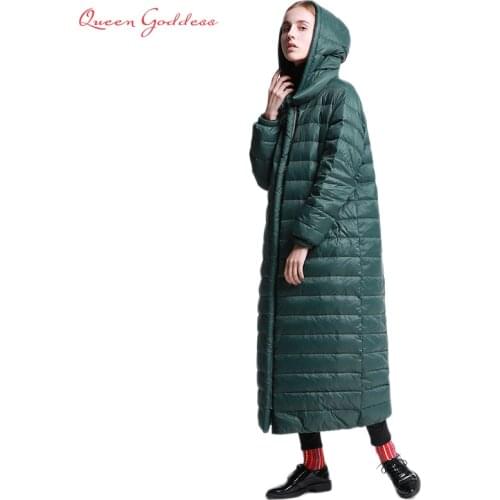 2020 brand super long down women winter jacket female outwear parkas with hooded warm regular coat plus size loose simple style