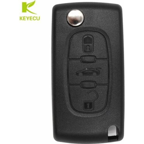 KEYECU 3 Button 433MHz ID46 Chip Flip Remote Key CE0536 for PEUGEOT 207 208 307 308 408 for CITROEN C2 C3 C4 C5 Berlingo Picasso