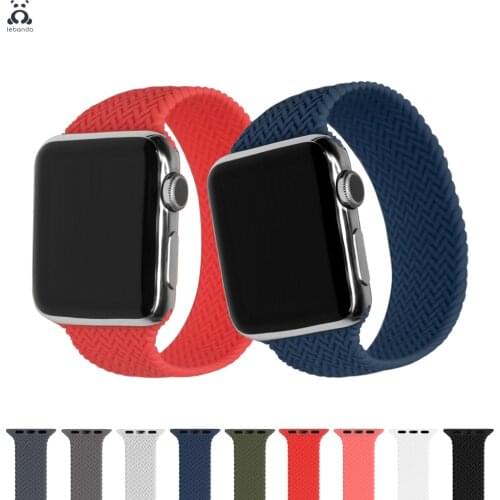 Lebanda Braided solo loop gen.1 band for Apple Watch series6 SE 5 4 3 2 1liquid Silicone Strap for iWatch stretchable sport band