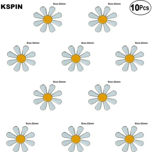 White Daisy Badge Lapel Pin Flag badge Brooch Pins Badges 10Pcs a Lot