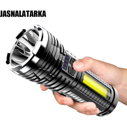 LED Flashlight High Power USB Rechargeable Outdoor Camping COB Side Light Ultra Bright High Light Waterproof Flashlight Fishing