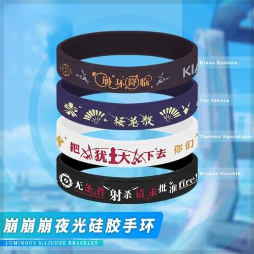 Anime Luminous Silicone Bracelet Cosplay Honkai Impact 3rd Game Kiana Kaslana Yae Sakura Bronya Zaych Student Sports Wristband