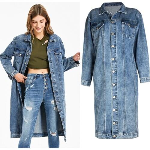 Jacket Women Autumn 2021 Long Sleeve Streetwear Plus Size Denim Jacket Loose Long Coat Fashion Clothing Oversized Jeans Jackets