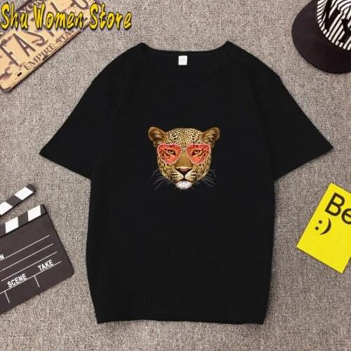Korean Style Girls' Retro Style Leopard Printing Brushed Short Sleeve Bottoming Shirt T-shirt y2k aesthetic clothes