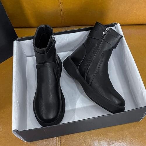 2020 Women Autumn Winter White Black Plush Leather Boots Round Toe Lace Up Shoes Woman Fashion Motorcycle Platform Botas