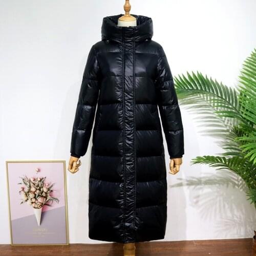 Women White Duck Down Coats 2021 New Winter Fashion Female Thicken Puffer Jackets Loose Solid Collar Warm Ladies Hooded Outwear