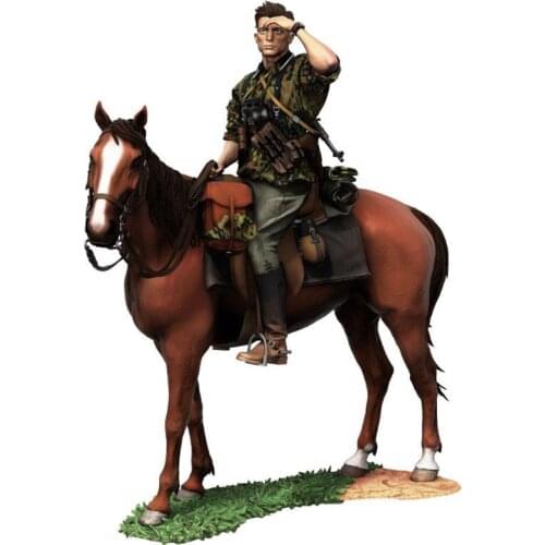 1/18 ancient officer sit with horse Resin figure Model kits Miniature gk Unassembly Unpainted