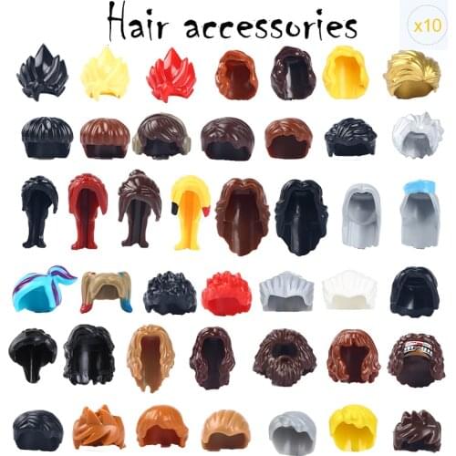 10pcs/lot Famous Movie Animation Action Character Head Hair Compatible Building Block Children Toy Boy Toy Gift WM Block Classic