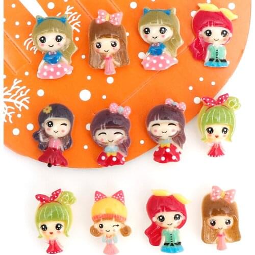 20pc/lot 2.2cm*1.4cm Flatback Resin Girl Princess Resin Cabochons Kawaii For Hair Clothing Shoes DIY Home Embellishments