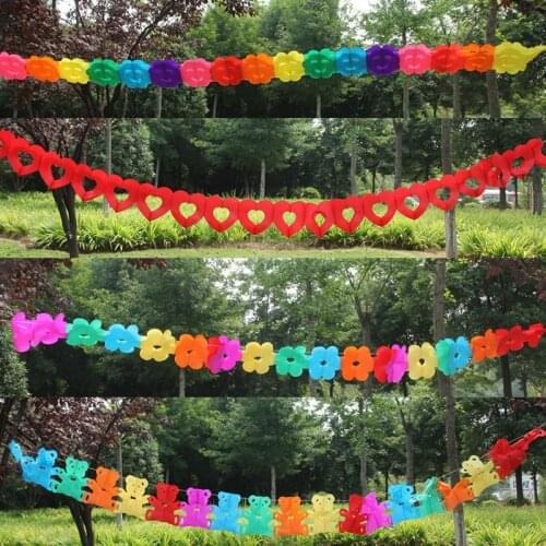 3M Cute Smile Face Garland DIY Cartoon Bunting Birthday Banner Flag Party Decoration Wedding Heart-Shaped Paper Hanging Ornament