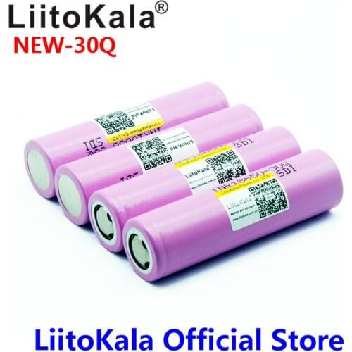 4PCS LiitoKala 100% Original 3.7V INR 18650 30Q 3000mAh Rechargeable Batteries 18650 Battery High discharge