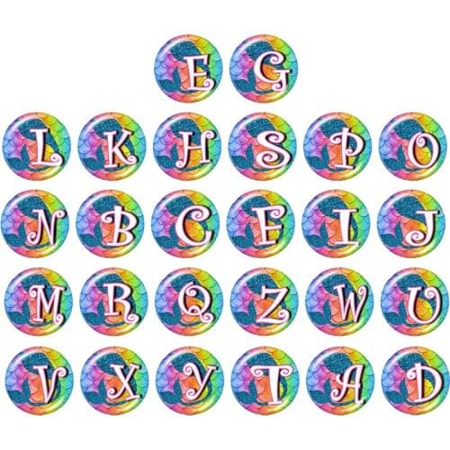 Alphabet 12mm/18mm/20mm/25mm Round photo glass cabochon demo flat back Making findings Z2026