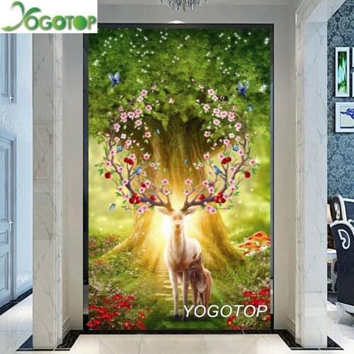 Diamond embroidery Golden Elk Diy diamond painting 5D square/Round mosaic rhinestones Fantasy Forest large Vertical decor YY3008