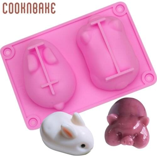 COOKNBAKE Rabbit and Pig Shape Mousse Silicone Mold, 2-Cavity Non stick Cake Mold French Dessert Pastry Baking Chocolate Mold