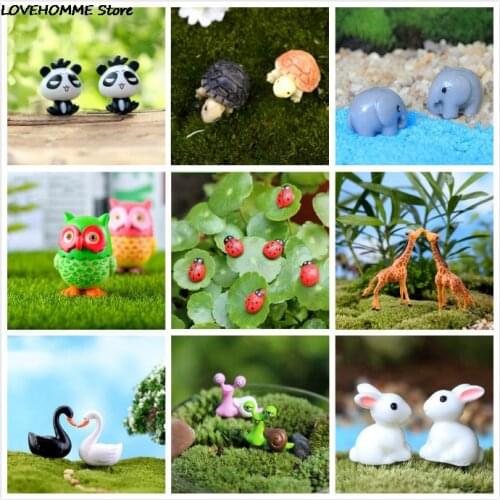 DIY 1/2/10pcs Mini Craft Figurine Plant Pot Garden Ornament Miniature Fairy Garden Decor Ladybug animals miniatures figurines