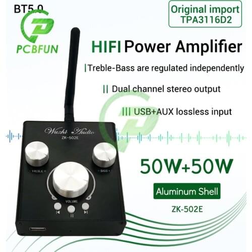 TPA3116 Audio Power Amplifier Module Bluetooth 5.0 Dual Channel 50WX2 100WX2 Speaker Stereo Audio AMP Module DC12-24V
